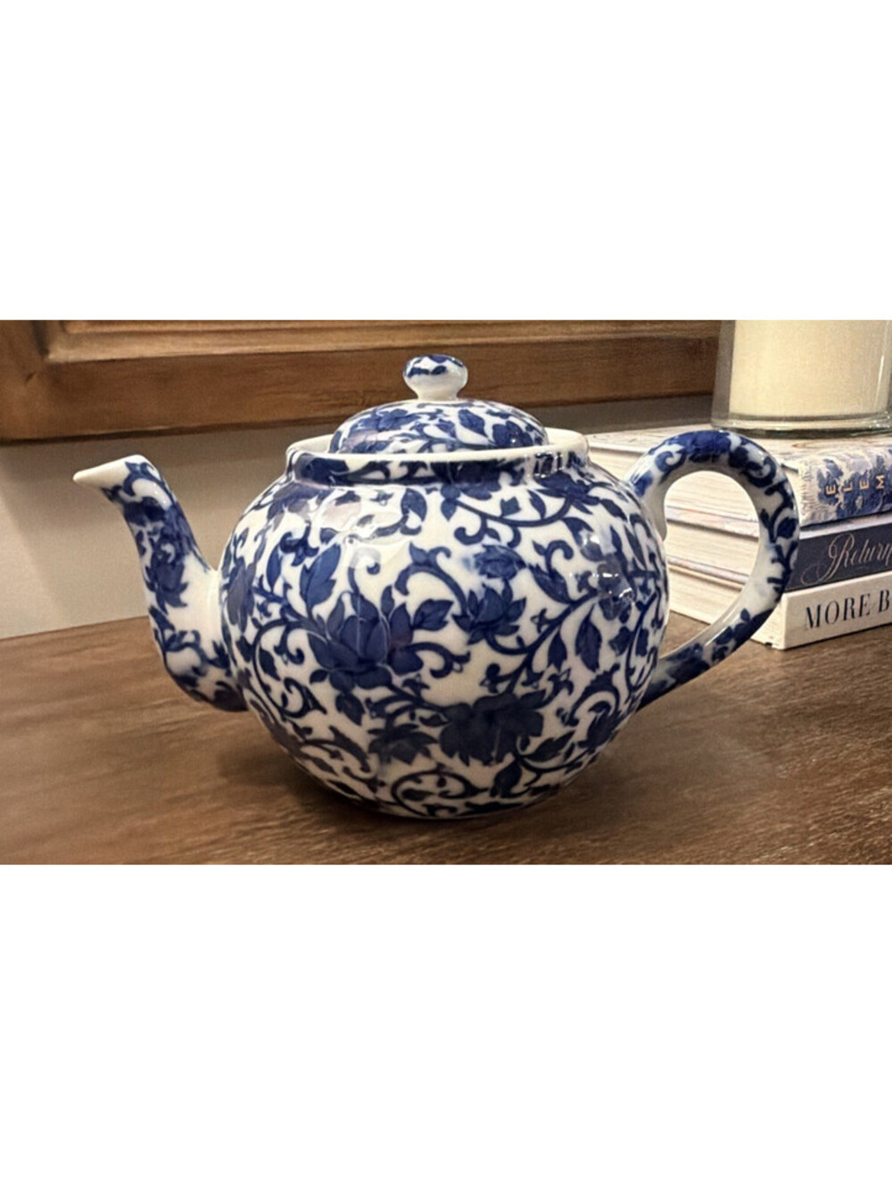 Williams Sonoma Blue Vine Teapot – Blue & White Porcelain – Chinoiserie Style